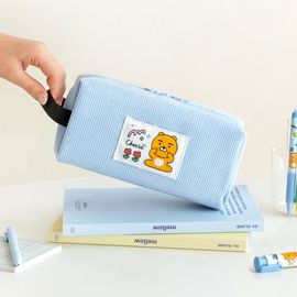 Kakao Friends Say Cheese Corduroy King Square Pencil Case (Ryan/Apeach) | 70-Pen Large Capacity Pouch | Designed in Korea